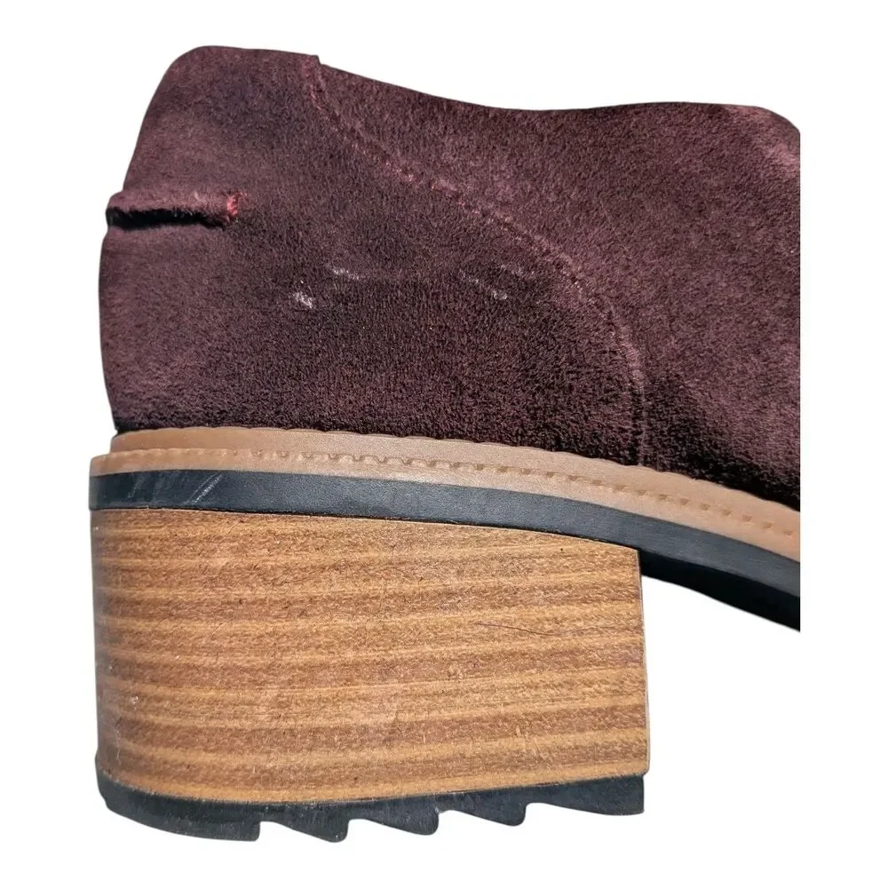 Clarks Somerset Balmer Willow Purple Suede Heeled Wallabee Loafers Womens Size 9